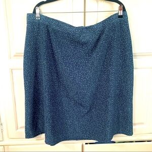 Vintage 90s Blue Botanical Floral Skirt
